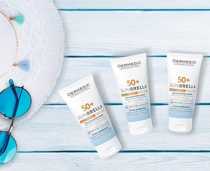 Kem chống nắng chống nước Dermedic Sunbrella SPF50+ Sun Protection Cream Skin With Fragile Capillaries 